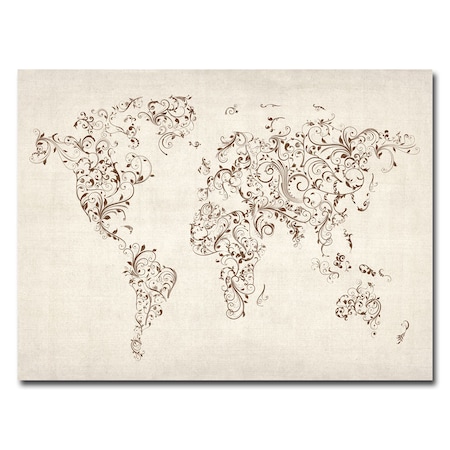 TRADEMARK FINE ART Michael Tompsett 'World Map - Swirls' Canvas Art, 24x32 MT0129-C2432GG